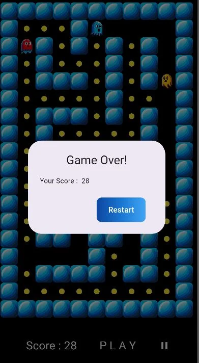 Ghost Runner game-over dialog with a restart button
