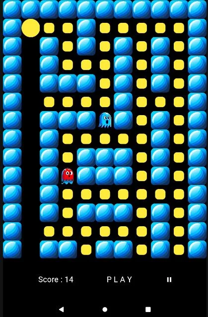 Ghost Runner maze during play with a score of 14